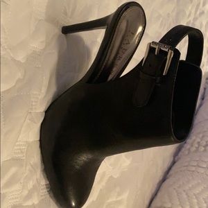 Black leather heels